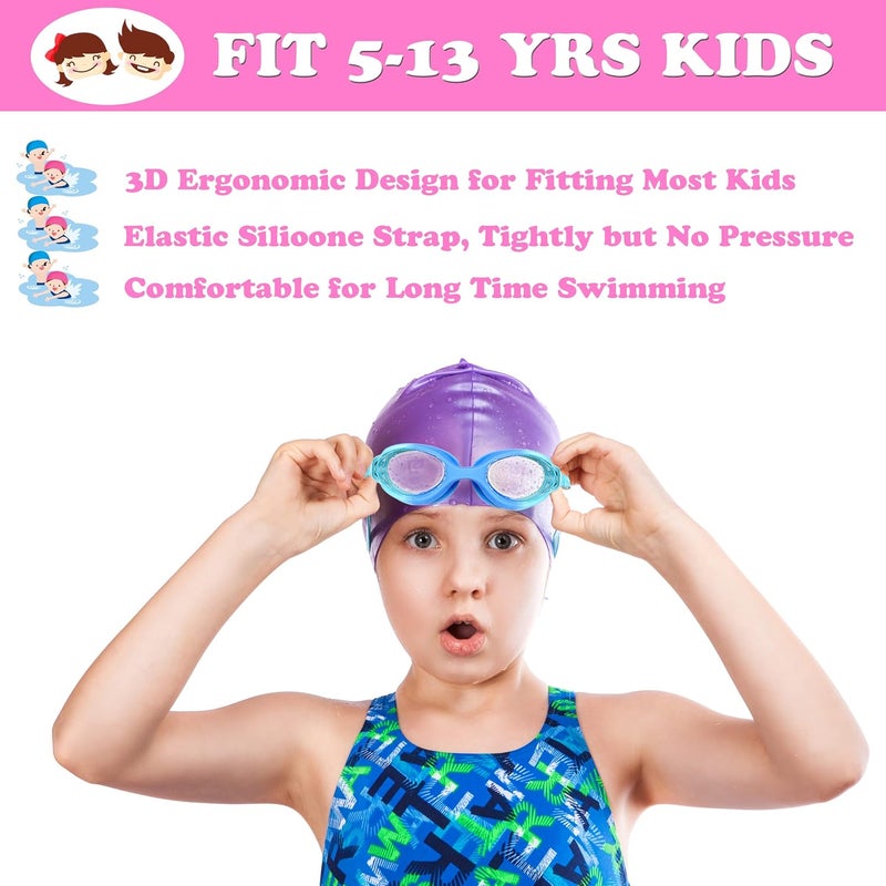 EWPJDK Kids Swim Goggles - 2 Pack Swimming Goggles Anti Fog No Leaking For Kids Age 3-15 - Image 5